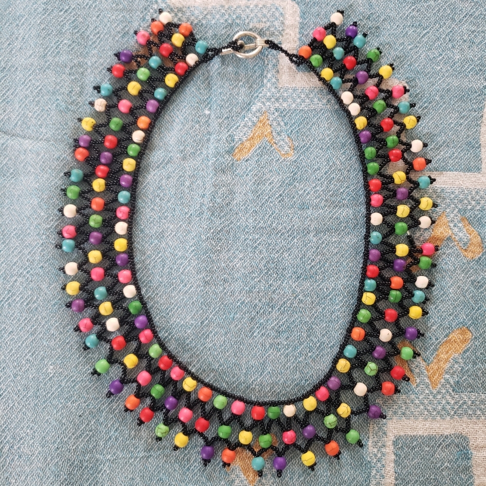 Multi-Colored Beaded Collar Necklace